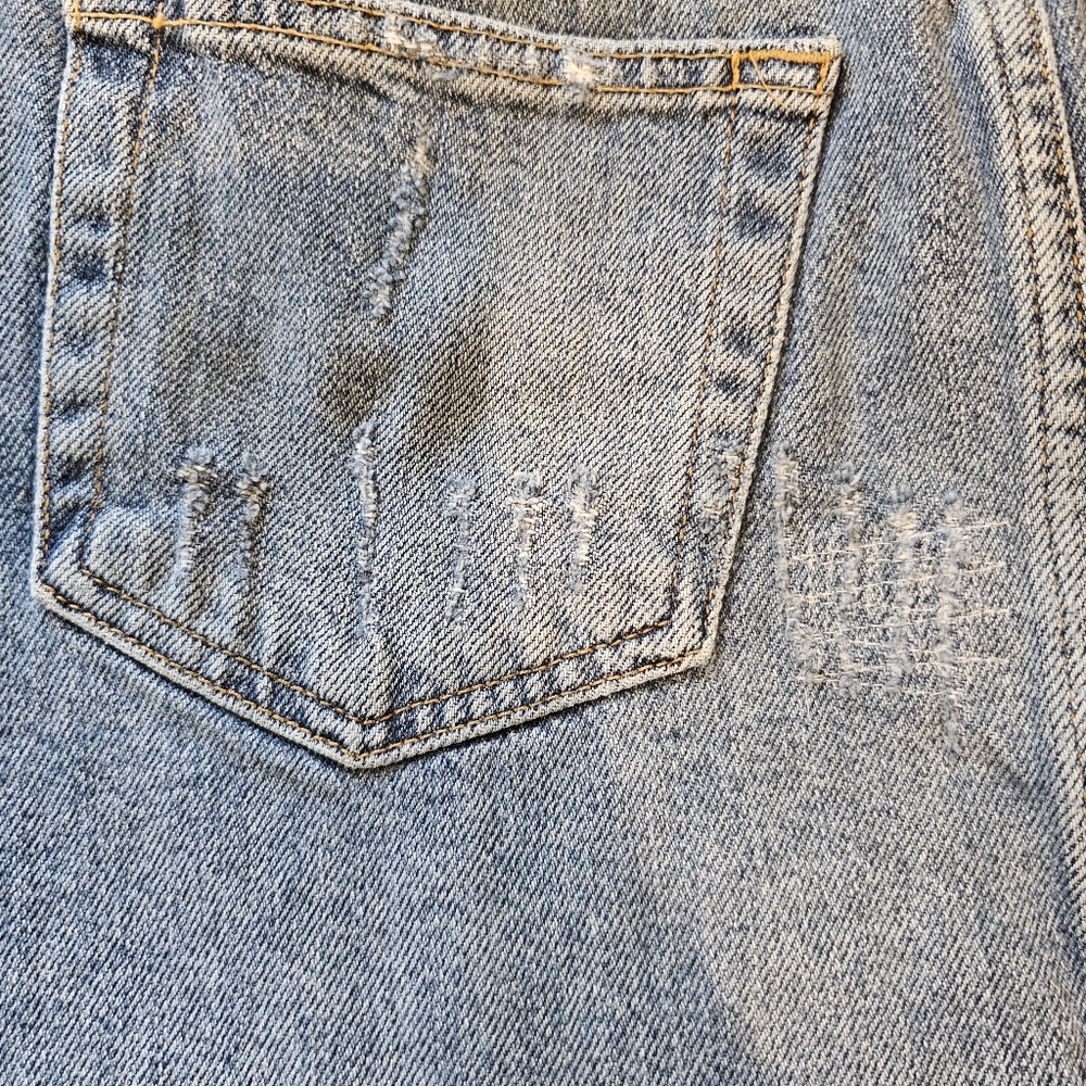 We the Free Denim Mini Skirt Distressed Button Fly - Picture 12 of 15